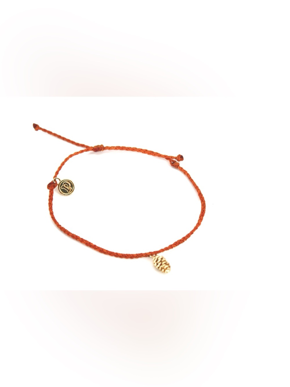 Pura Vida Rust Cord Adjustable Bracelet Gold Pinecone Charm Boho Fall Jewelry